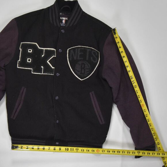 Vintage NBA Brooklyn Nets Wool Blend Varsity Snap Button Jacket - M - Picture 4 of 5